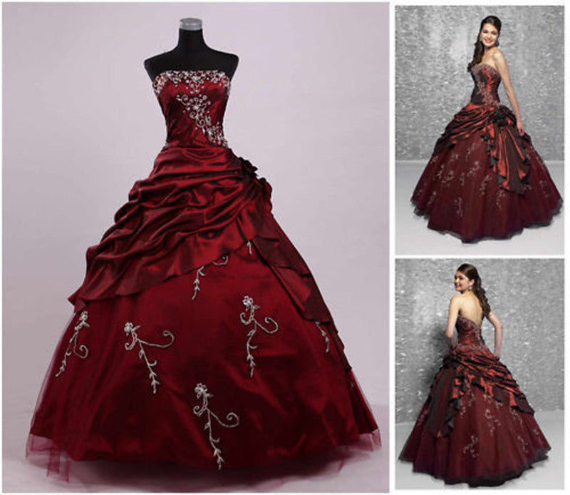 Wedding Dress Handmade Silver Embroidered Taffeta Formal Occasion Ball Evening Gown For Women - Heritage cosmetics and beauty care