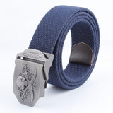 Casual And Versatile Double Knife Skull Canvas Belt - Heritage cosmetics and beauty care