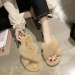 Cross fur slippers - Heritage cosmetics and beauty care