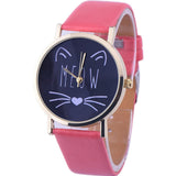 Watch watches women fashion watch  Luxury Cute Cat Pattern PU Leather Band Analog Quartz Vogue Wristwatch - Heritage cosmetics and beauty care