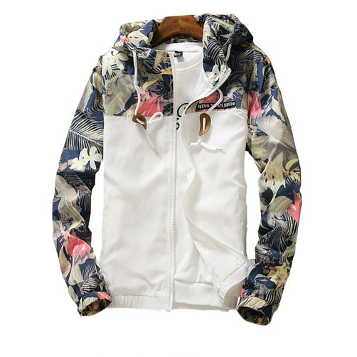 Spring Summer New Men Light Floral Print Hooded Jacket Fashion Trend Flower Coat Hoodies Heritage cosmetics and beauty care