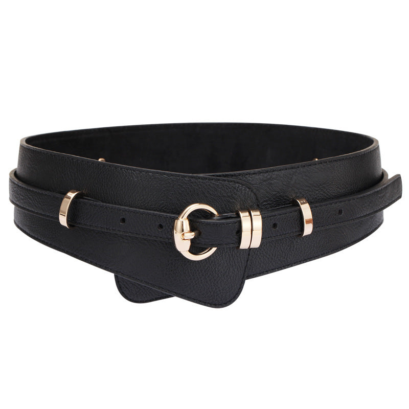 Women's Leather Litchi Pin Buckle Style Wide Belt - Heritage cosmetics and beauty care