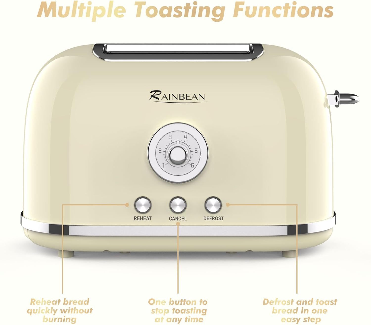 Toaster 2 Slice Retro Toaster Stainless Steel With 6 Bread Shade Settings And Bagel Cancel Defrost Reheat Function, Cute Bread Toaster With Extra Wide Slot And Removable Crumb Tray Heritage cosmetics and beauty care