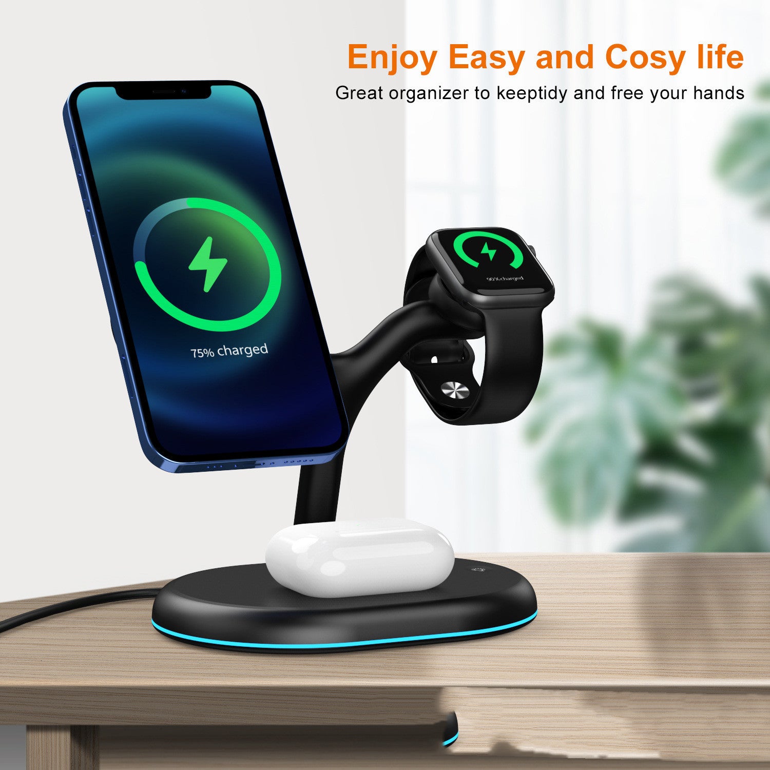 Three-in-one Magnetic Mobile Phone Headset Watch Fast Charging Wireless Charger Heritage cosmetics and beauty care