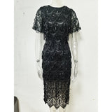 Temperament Fringed Sequin Dress Gown - Heritage cosmetics and beauty care