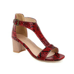 Snakeskin high-heeled chunky sandals - Heritage cosmetics and beauty care