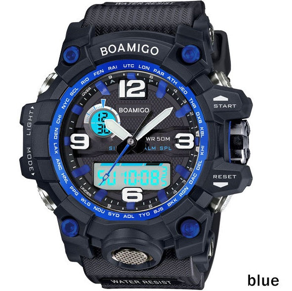 BOAMIGO brand men sports watches dual display analog digital LED Electronic quartz watches 50M waterproof swimming watch F5100 - Heritage cosmetics and beauty care