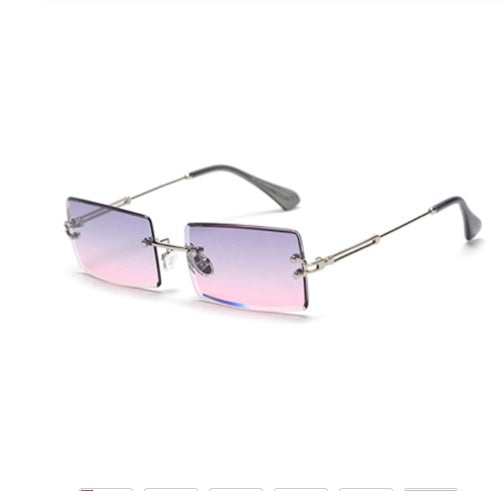 Rimless Rectangle Sunglasses Square Fashion Hip-hop Sunglasses Tide Ins Retro Street Beat Cut Edge Sunglasses - Heritage cosmetics and beauty care