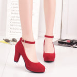 Block heel suede high heels - Heritage cosmetics and beauty care