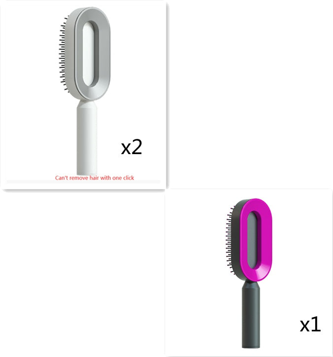 Self Cleaning Hair Brush For Women One-key Cleaning Hair Loss Airbag Massage Scalp Comb Anti-Static Hairbrush - Heritage cosmetics and beauty care