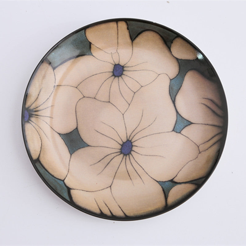 Floral round ceramic dinner plate - Heritage cosmetics and beauty care