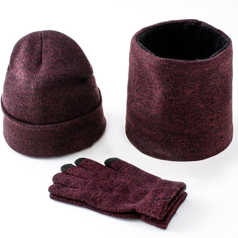 Winter men's hats, scarves, gloves, suits, fashion knitting and velvet hats, scarves, kits, men's 3 pieces/sets - Heritage cosmetics and beauty care