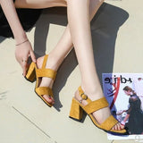 Suede Block Heels Sandals - Heritage cosmetics and beauty care