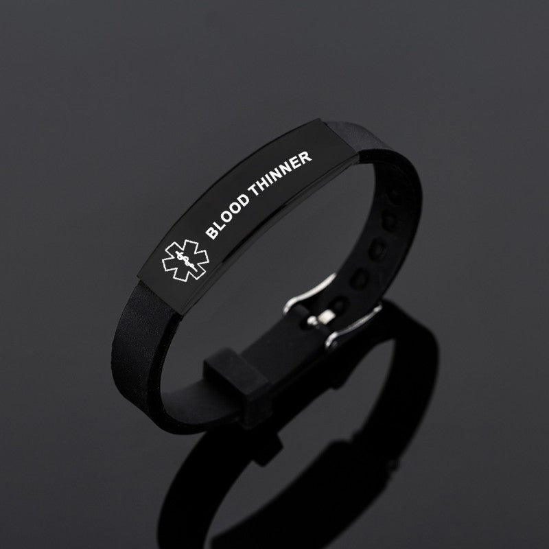 Black Stainless Steel Silicone Medical Alert ID Bracelet DIABETIC EPILEPSY SOS Bracelets - Heritage cosmetics and beauty care