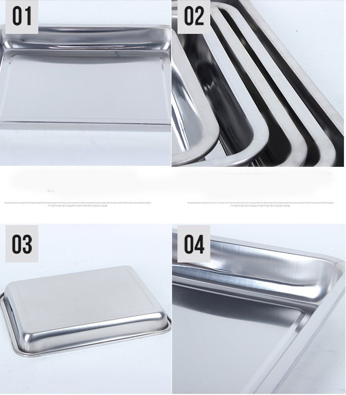 Stainless Steel Storage Trays Square Plate Thickening Pans Rectangular Tray Barbecue Deep Rice Dishes Bbq Kitchen Accessories - Heritage cosmetics and beauty care