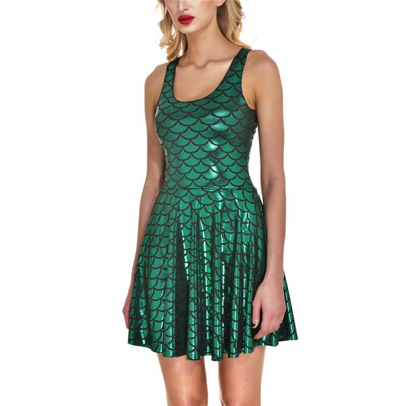 Women's Shiny Mermaid Sleeveless Short Tank Dresses Heritage cosmetics and beauty care