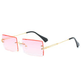 Rimless Rectangle Sunglasses Square Fashion Hip-hop Sunglasses Tide Ins Retro Street Beat Cut Edge Sunglasses - Heritage cosmetics and beauty care