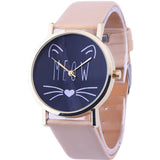 Watch watches women fashion watch  Luxury Cute Cat Pattern PU Leather Band Analog Quartz Vogue Wristwatch - Heritage cosmetics and beauty care