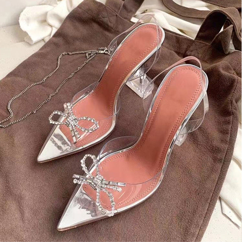 Women's Bow Transparent High Heels - Heritage cosmetics and beauty care