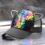 Children's Caps Girls Boys Hats Sequins Cat Ears Sun Visor Baseball Net Caps - Heritage cosmetics and beauty care