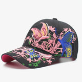 Korean Version Embroidered Baseball Butterfly Embroidery Duck Tongue Print Tide Hat Hat Women Hat Wholesale Sunscreen Hats - Heritage cosmetics and beauty care