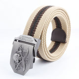 Casual And Versatile Double Knife Skull Canvas Belt - Heritage cosmetics and beauty care