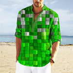 Simple Printed Stand Collar Men's Casual Shirt - Heritage cosmetics and beauty care