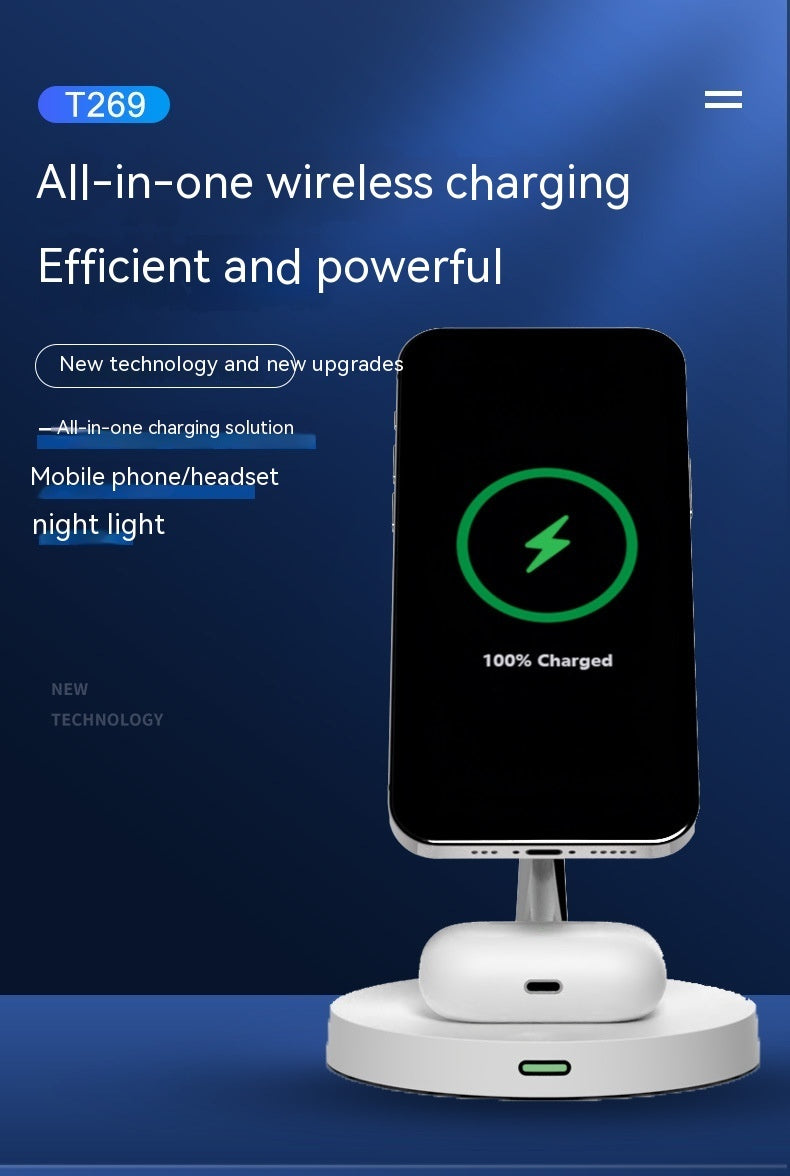 15W Magnetic Three-in-one Night Light Charging Bracket Wireless Fast Charging Heritage cosmetics and beauty care