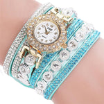 Relogio masculino Women Quartz Women PU Leather Rhinestone Watch Bracelet Watches - Heritage cosmetics and beauty care