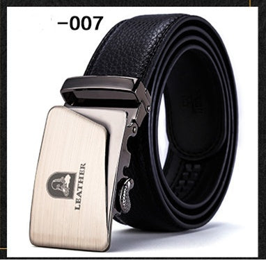 Two-layer leather belt business men's smooth automatic buckle leather belt - Heritage cosmetics and beauty care