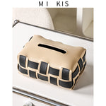 Woven Leather Tissue Box Living Room High-end Entry LUX Paper Extraction Box Household Paper Towels Storage Box High-grade - Heritage cosmetics and beauty care