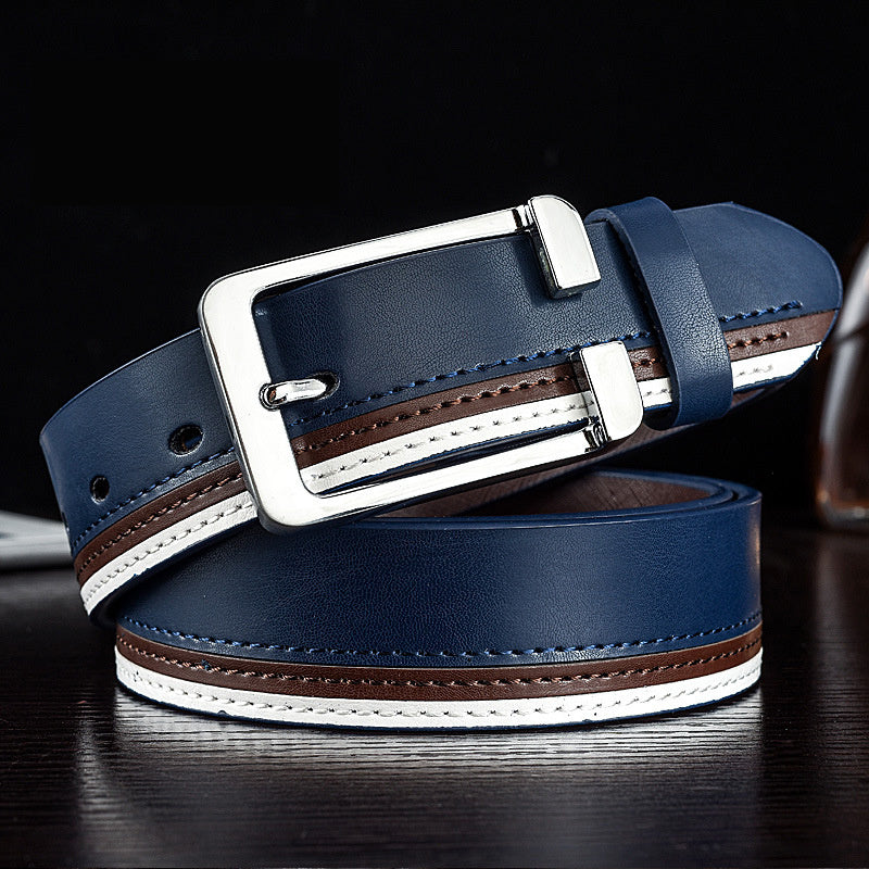 Trendy men's leather white belt - Heritage cosmetics and beauty care