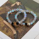 2pcs/set 8mm Stone Beaded Bracelet Lovers Crystal Crown Couple Bracelets & Bangles Pulsera - Heritage cosmetics and beauty care