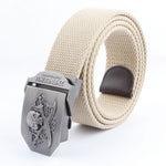 Casual And Versatile Double Knife Skull Canvas Belt - Heritage cosmetics and beauty care