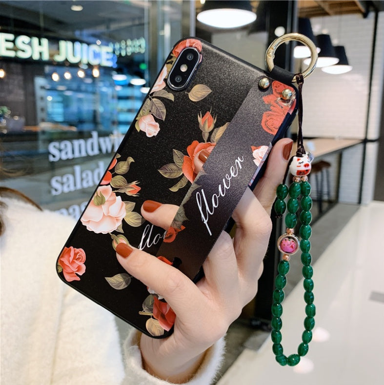 Compatible with Apple, Rose Flowers Wrist Strap phone Cases For iPhone Heritage cosmetics and beauty care