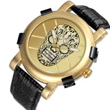 SKONE Pirate Skeleton Skull Quartz Men Watches Luxury Waterproof Leather Men Sports Watch - Heritage cosmetics and beauty care