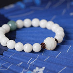 Natural white jade Bodhi bracelets beads bracelets women's simple Bodhi bracelets transfer beads - Heritage cosmetics and beauty care