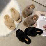 Cross fur slippers - Heritage cosmetics and beauty care