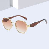 New Polygonal Sunglasses Wide Leg Metal Large Rim Sunglasses Women - Heritage cosmetics and beauty care