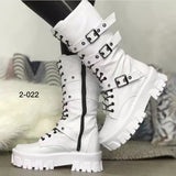 Women's Martin Boots Lace Up Combat Boot Mid Calf Platform Shoes Western Boots - Heritage cosmetics and beauty care