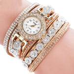 Relogio masculino Women Quartz Women PU Leather Rhinestone Watch Bracelet Watches - Heritage cosmetics and beauty care