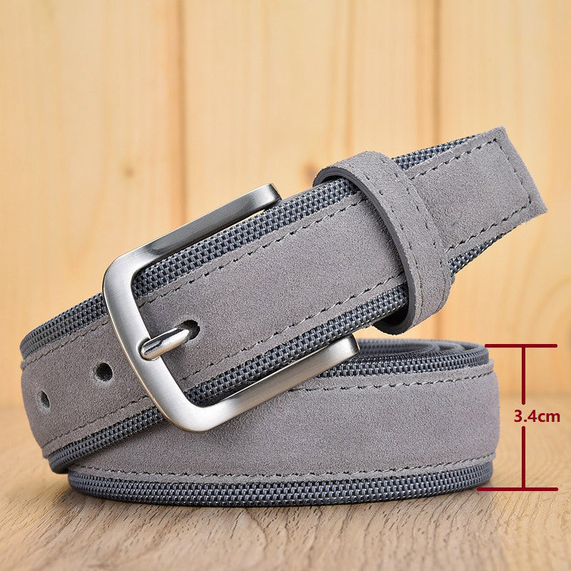 Suede Leather Buckle Oxford Cloth Men's Belt - Heritage cosmetics and beauty care