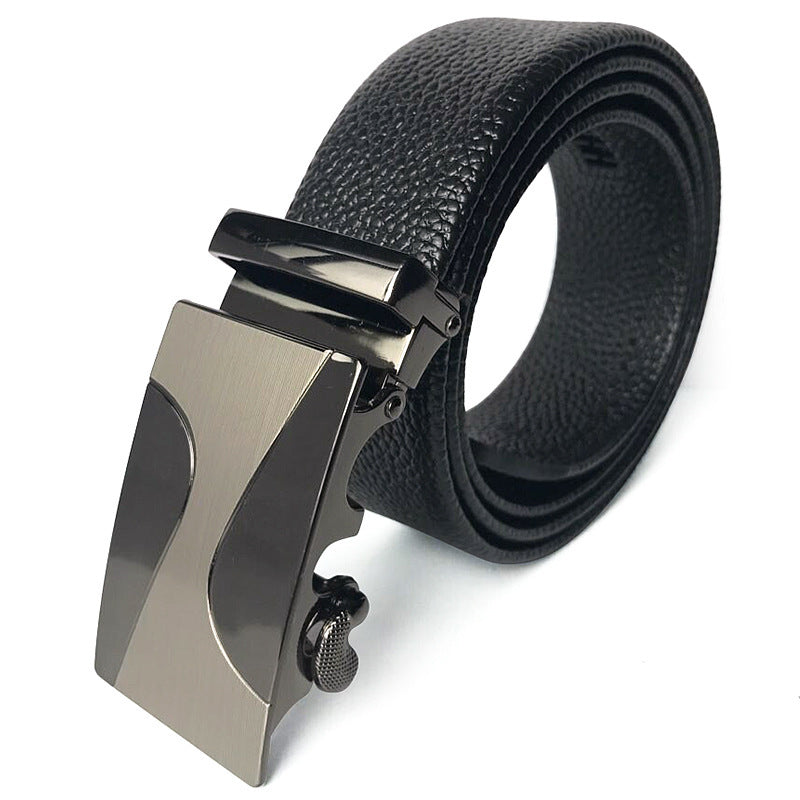 Scratch-resistant Edging Microfiber Belt Men's Automatic Buckle With Lychee Pattern - Heritage cosmetics and beauty care