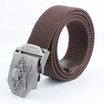 Casual And Versatile Double Knife Skull Canvas Belt - Heritage cosmetics and beauty care