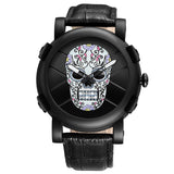 SKONE Pirate Skeleton Skull Quartz Men Watches Luxury Waterproof Leather Men Sports Watch - Heritage cosmetics and beauty care