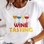 Wine Glass Fashion Printing Foreign Trade New Tops Ladies Casual Bottoming Shirts Heritage cosmetics and beauty care