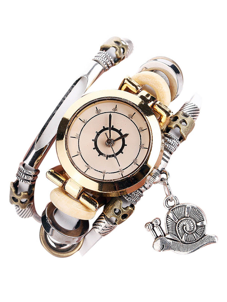 Women's Vintage Bracelet Watch Coiling Leather Watch Snail Pendant - Heritage cosmetics and beauty care