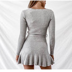 Sexy V Neck Knitted Dresses Women Long Sleeve Heritage cosmetics and beauty care