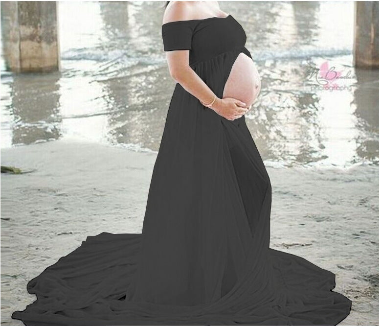 Elegant Maternity Gown Split Front Photography Dress - Heritage cosmetics and beauty care