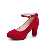 Block heel suede high heels - Heritage cosmetics and beauty care